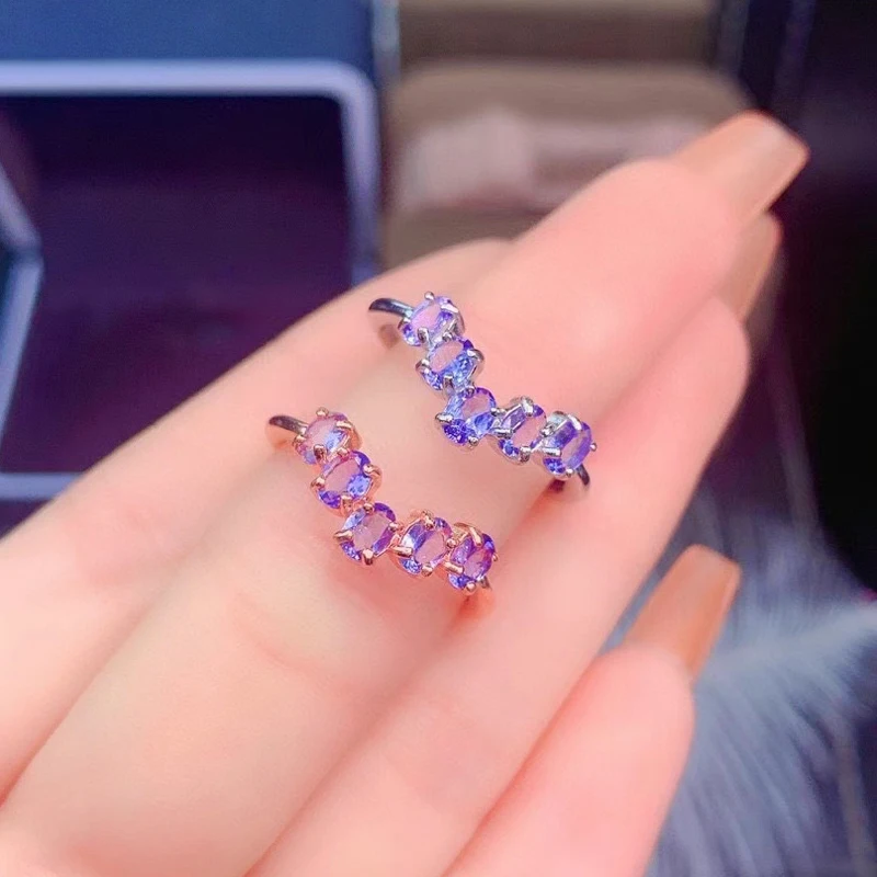 

Классическое простое кольцо MeiBaPJ из натурального танзанита для женщин, серебро 925 пробы, изящные свадебные украшения