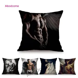 Ребристый мускулистый человек сексуальный ангел горячий парень мускулистый тренажерный зал АРТ-постер декоративная подушка для дивана чехол темнее красивый обнаженный человек Подушка Чехол