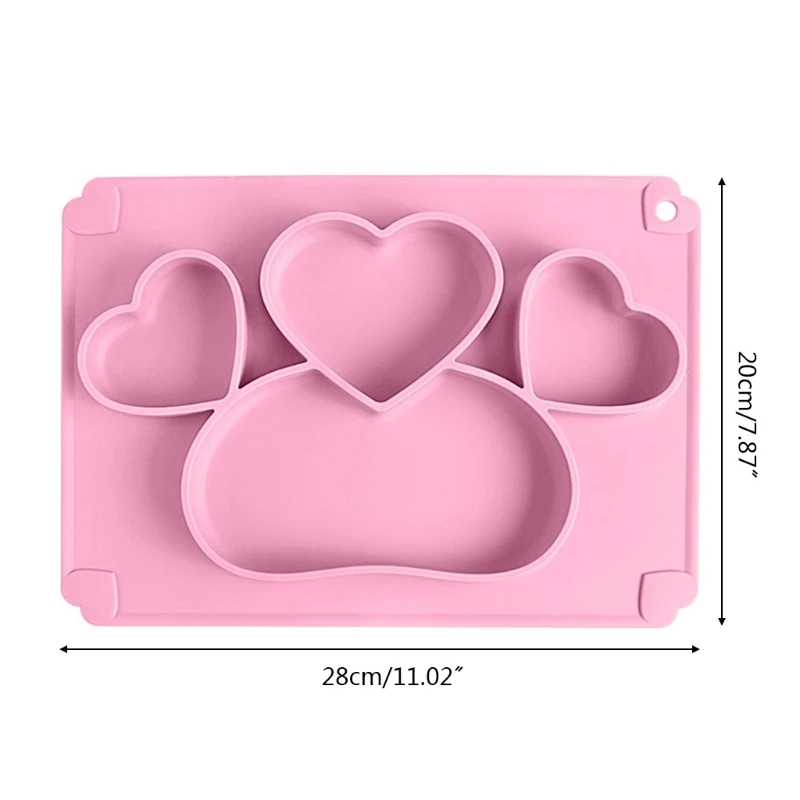 

1 Pc Baby Cute Love Heart Silicone Training Bowl Infant Learning Feeding Utensils Divided Sucker Non-slip Dinner Plate Dishes