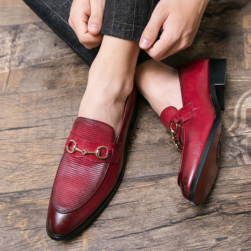 

Men's Leather Shoes Slippers Men Leather Party Wedding Shoes Mens Loafers Casual Black Full Grain Fur For Summer High Quality