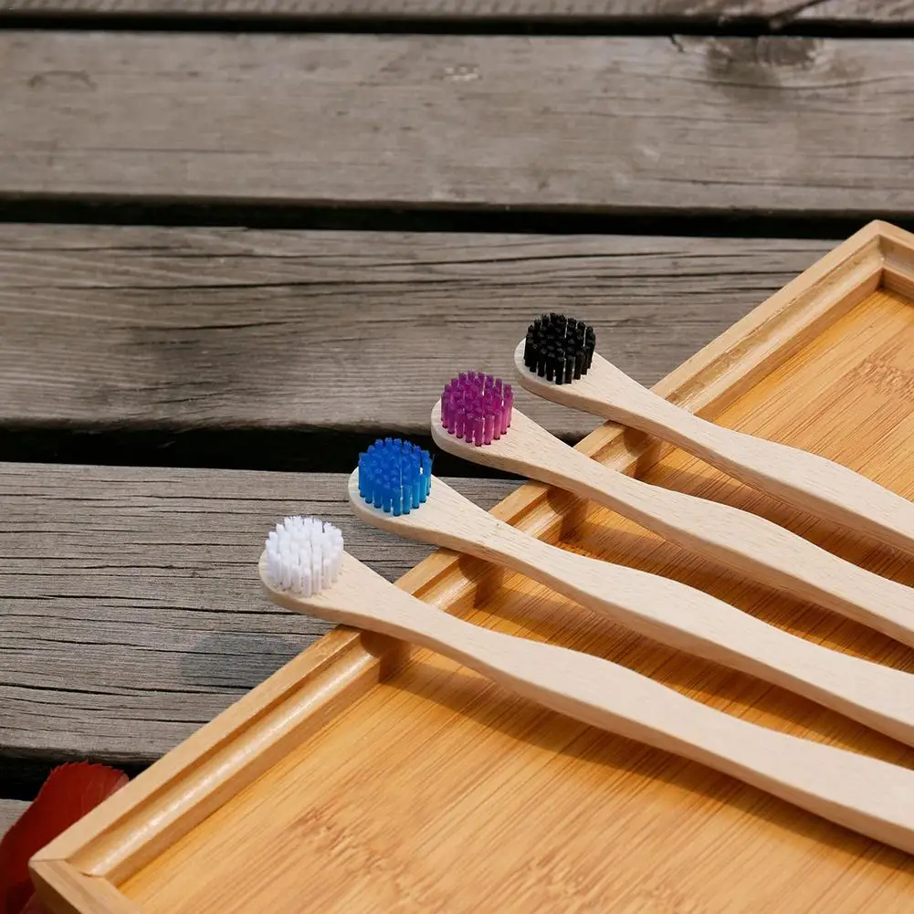 4 шт бамбуковая зубная щетка с покрытием для чистки языка круглым концом