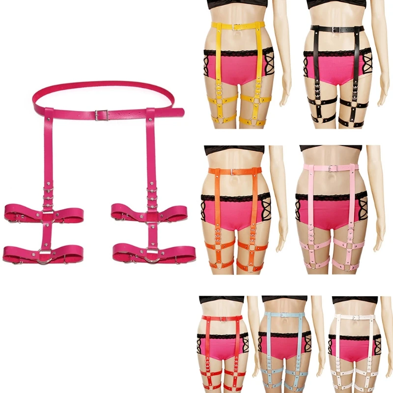 

European American Style Rock Pu Leather Belt and Leg Loops In One Wild Street Shooting Nightclub Belly Belt Straps