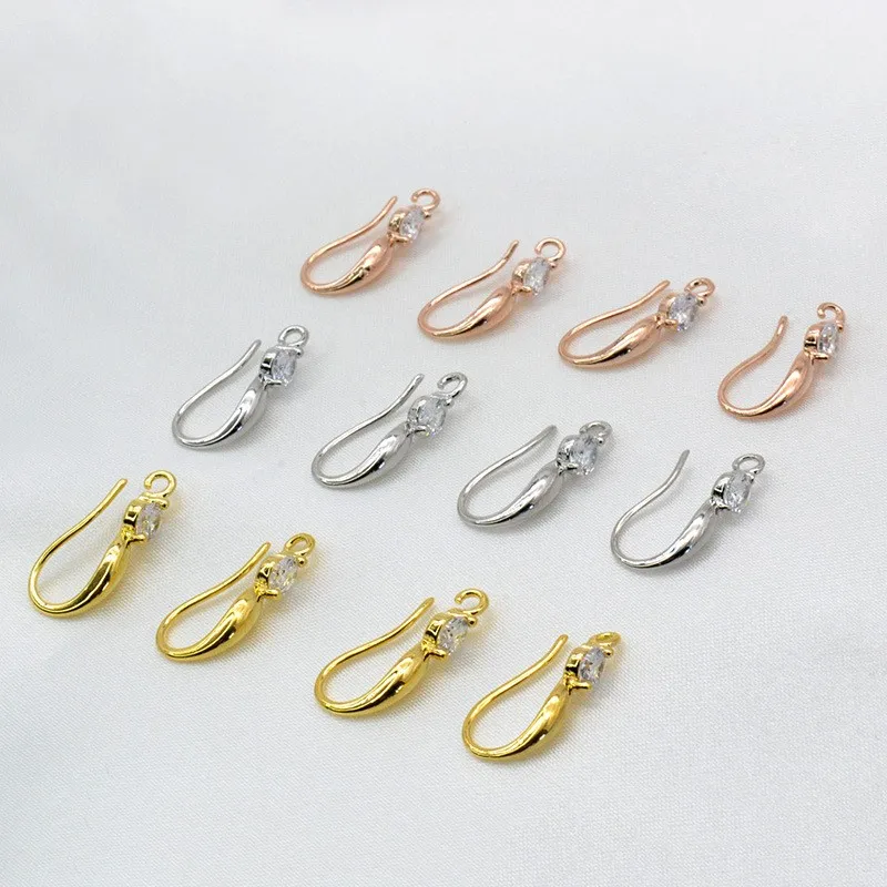 

100PCS Zircon Gold Plated Earring Hooks Women Ear Hooks High Quality French Hook Earring Findings For Jewelry Making