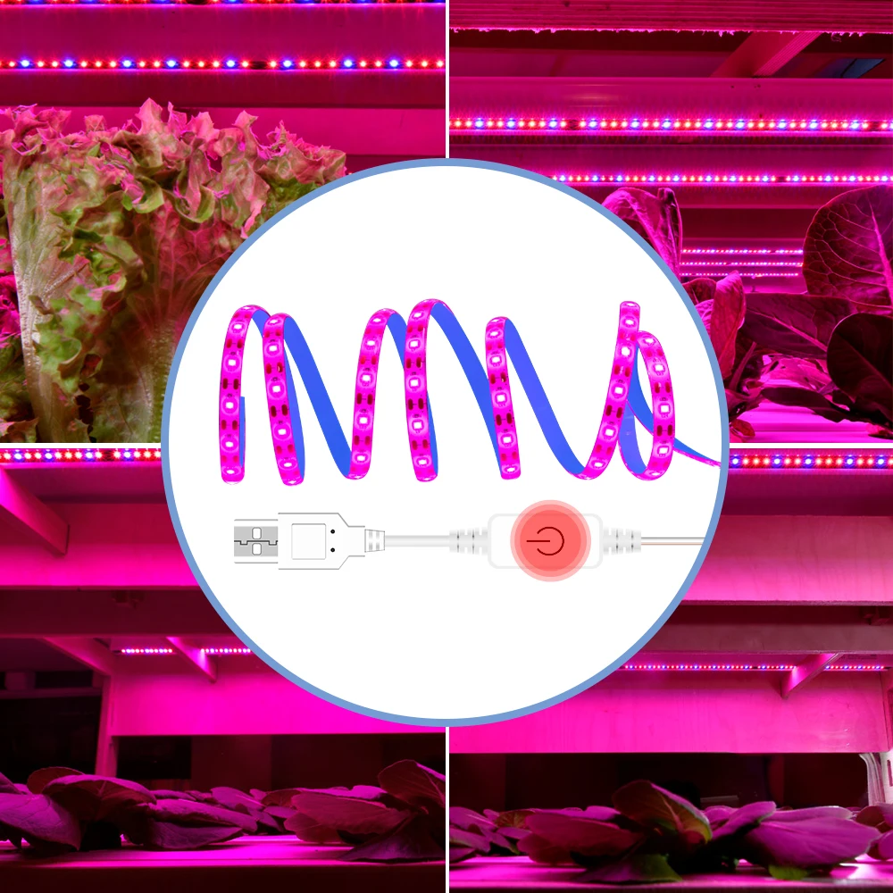 

Phytolamp 5V LED Lamp Strip USB Plant Grow Light Full Spectrum Greenhouse LED Hydroponic Indoor Grow Tent 0.5M 1M 2M 3M Fitolamp