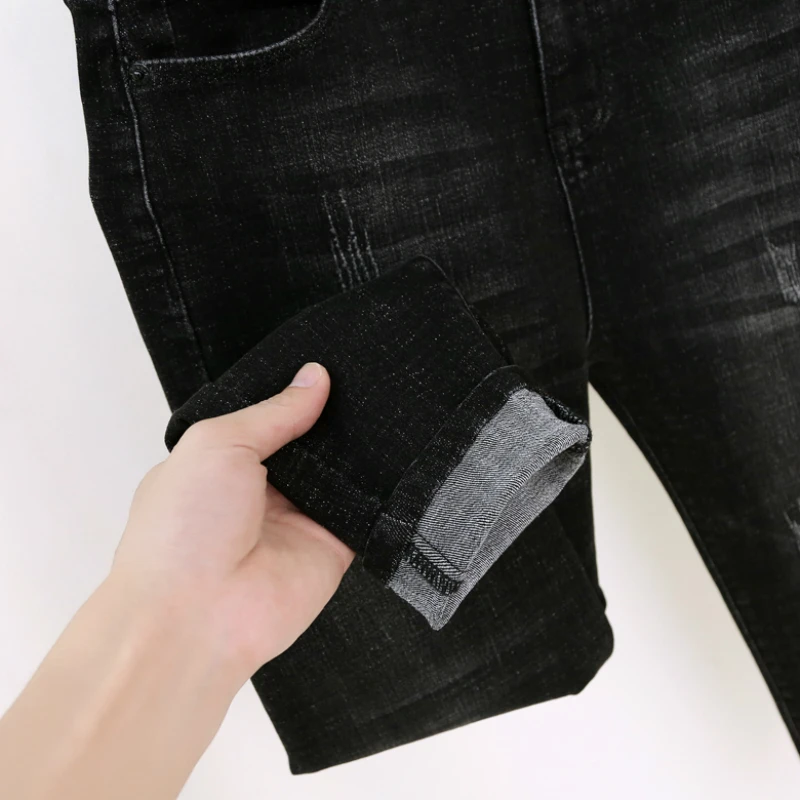 Женские джинсы бойфренды с высокой талией шаровары из денима черного цвета