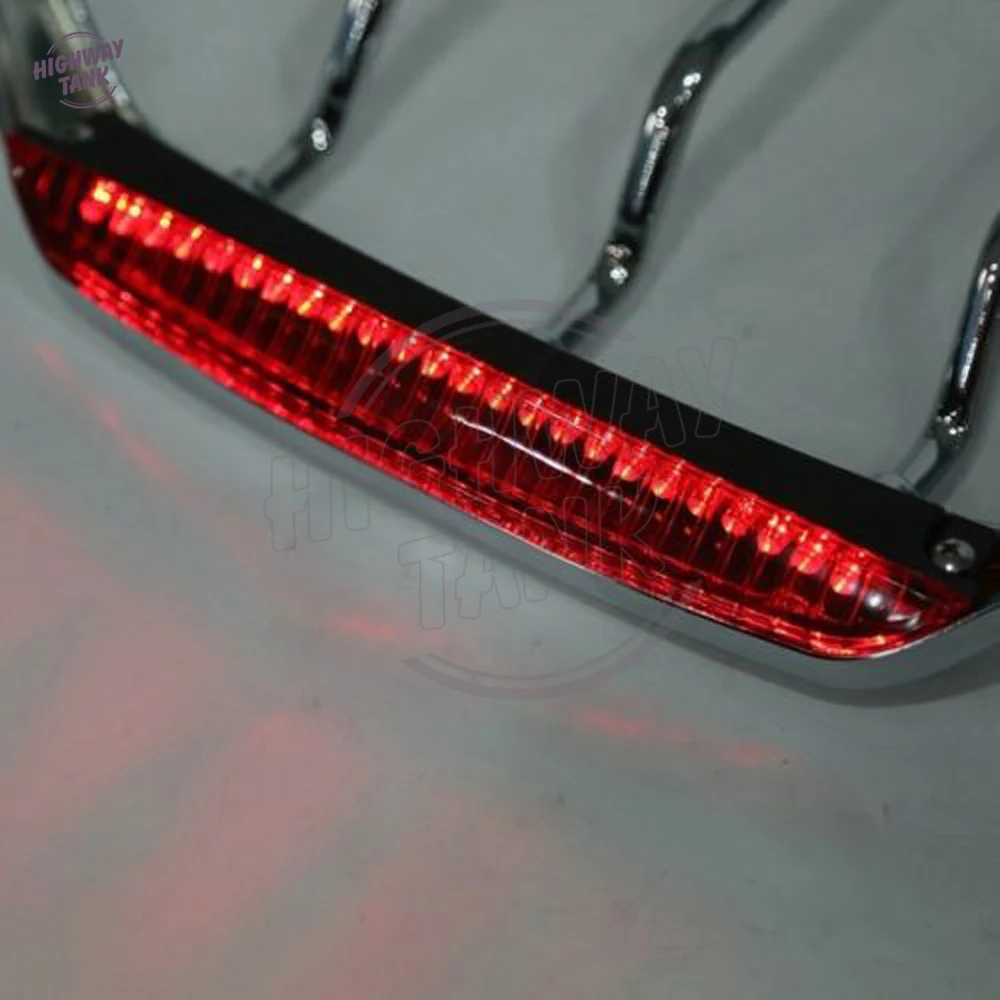 

Chrome Motorcycle LED Light Air Wing Luggage Rack case for Harley Touring Electra Street Glide 1993-2013