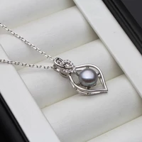 wedding pearl heart necklace real natural freshwater pearl pendant 925 sterling silver jewelry for women gift