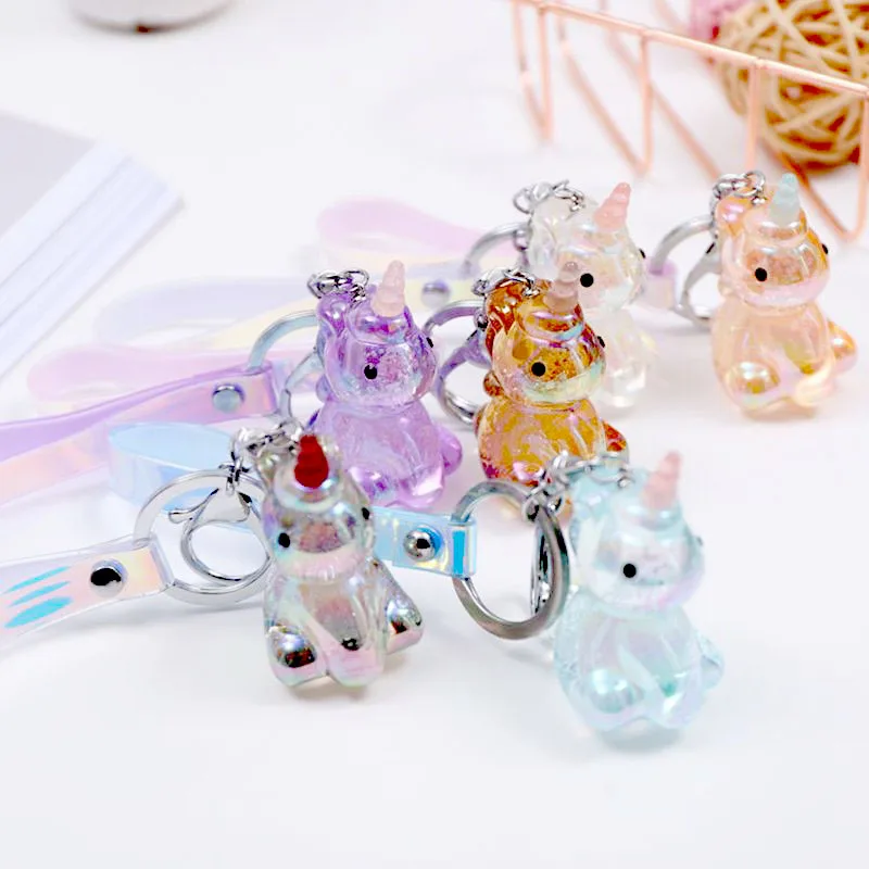 Милый Единорог из горного хрусталя брелок блестящий для ключей сумка Подвеска