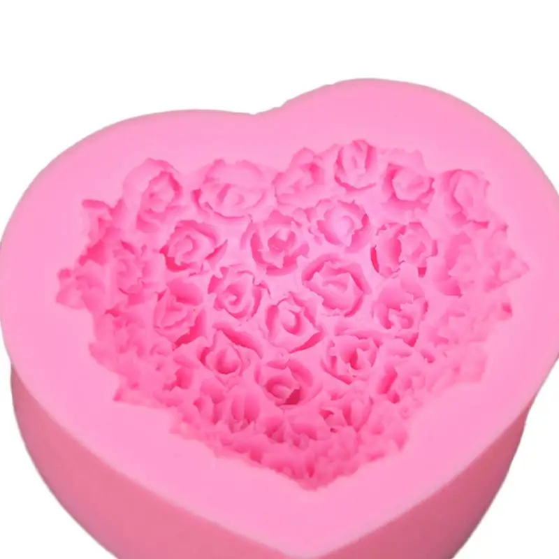 DIY Silicone Clay Handmade Soap Pudding Mold Heart Rose Pattern Fondant Chocolate Flower Crafts | Дом и сад