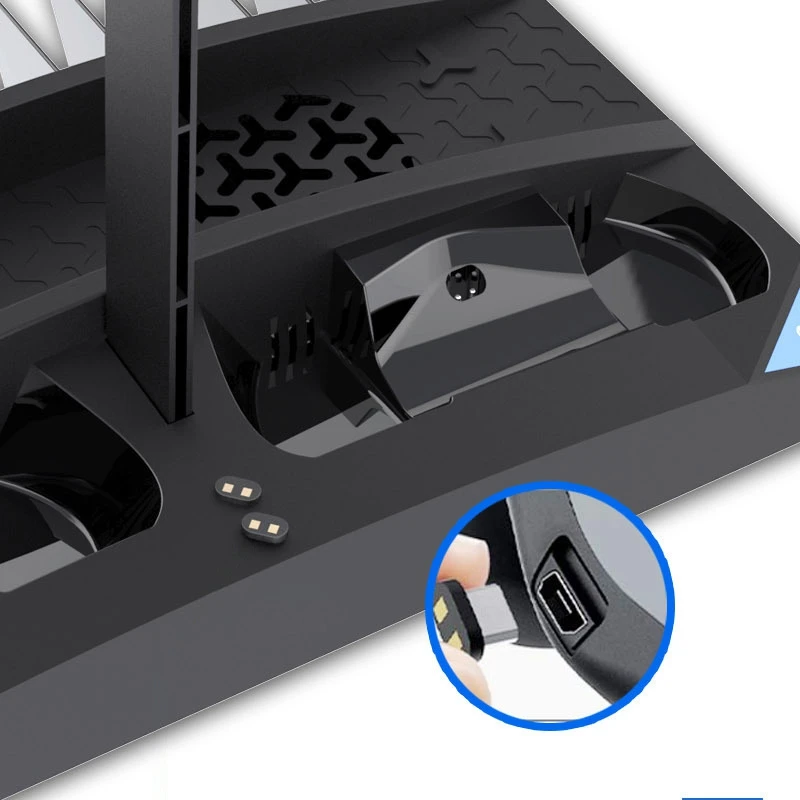 

6-in-1 Charging Stand For PS4 Multi-function Cooling Fan With Universal Handle Contact Charging Stand For PS4/SLIM/PRO