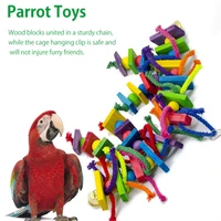 parrot wood rope toy bird toys colorful wooden ladder swing stand parakeet cage pet bird parrot swing toys pet supplies