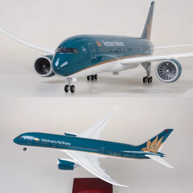 

1/130 весы 47 см самолет B787 Dreamliner Вьетнам авиакомпаний Модель W светильник и колеса литья под давлением Пластик самолет