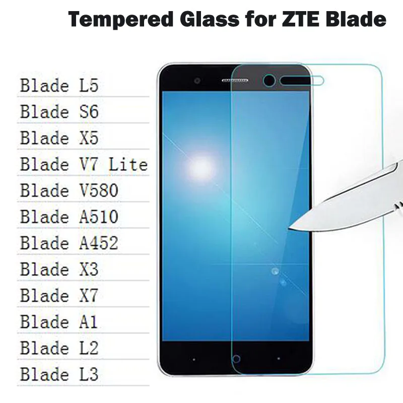 0 26 мм Защитная пленка для мобильного HD закаленное Стекло ZTE Blade X3 X5 X7 A452 A510 A1 L5 V9 A530