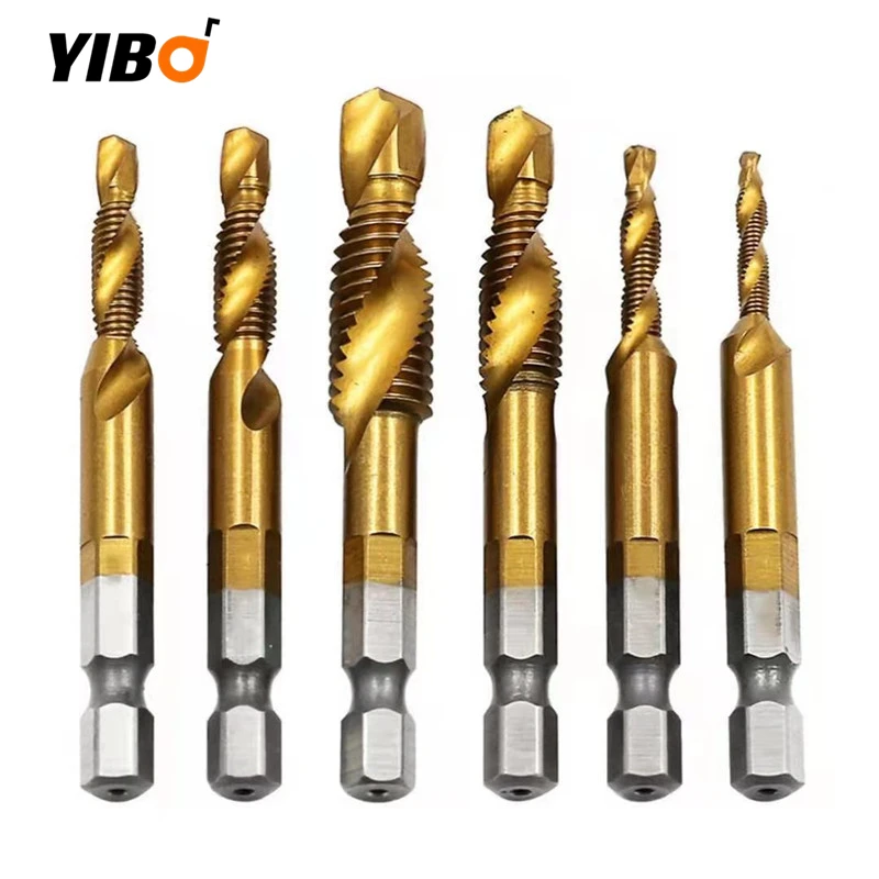 

M3-M10 Tap Drill Bits Shank Titanium Coated HSS Drilling Tap Bits Thread Screw Tools Machine Taps