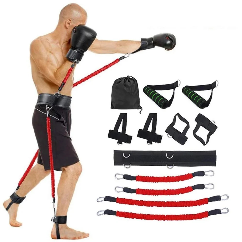 

150LBS Resistance Band Boxing Crossfit Exercise Bouncing Trainer Jump Training Workout Pull Rope Kicking Fitness Agile Trainer
