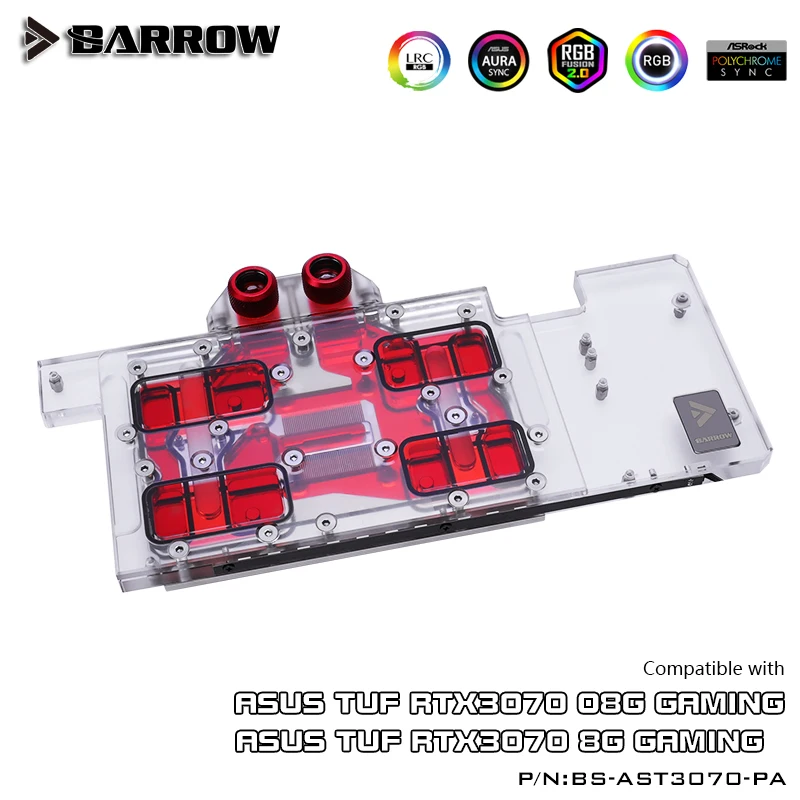 

Barrow GPU блок водяного охлаждения для ASUS TUF RTX3070 O8G игровая видеокарта, полное покрытие, 5 В 3PIN световой эффект, фотография
