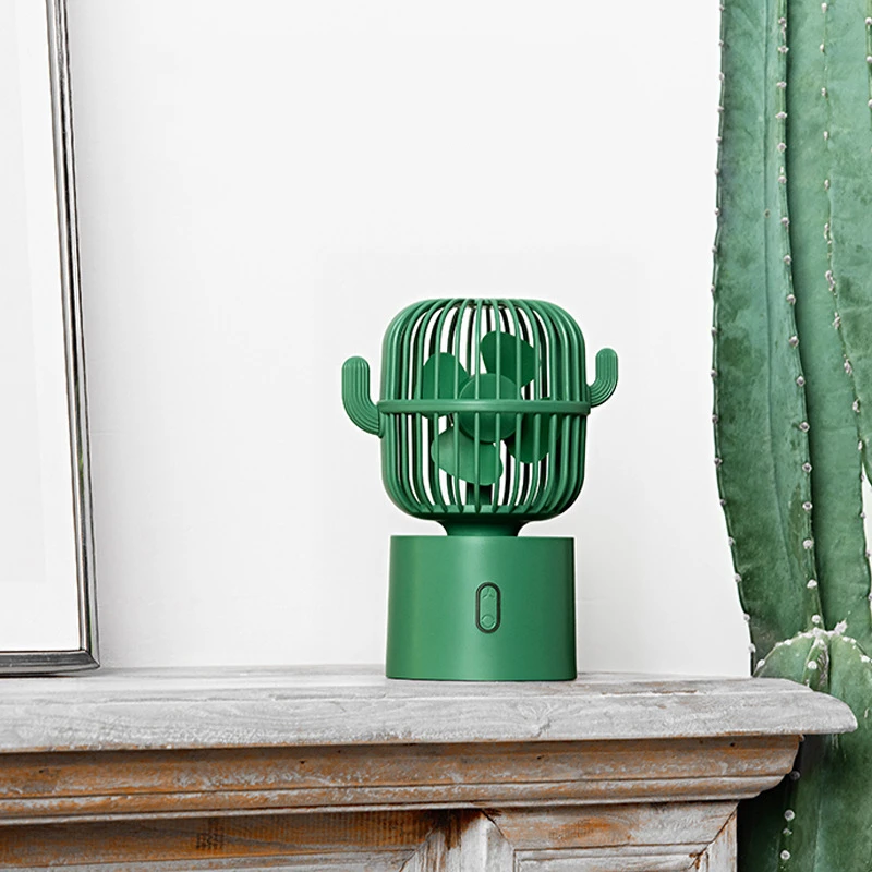 

Cactus mini USB fan desktop shaking head mini Long standby fan portable Mute USB fan creative gift USB Desktop Fan