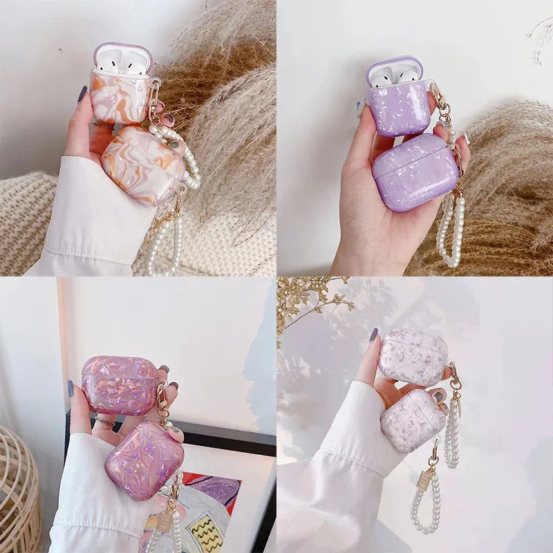 

Мраморный глянцевый жемчужный чехол для ключей, мягкий чехол для наушников Apple AirPods Pro 3, Беспроводная Bluetooth-гарнитура, чехол для AirPods