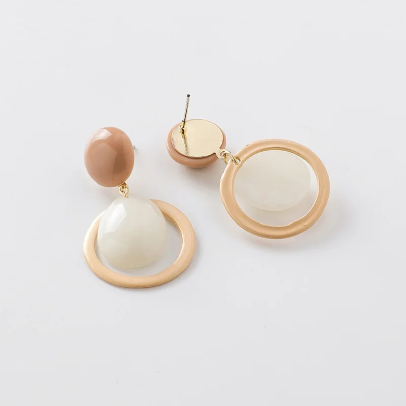 

2020 new Fashion Candy Color Smooth Acrylic Simple Geometric Drop Earrings circle Button Statement Earrings with stones
