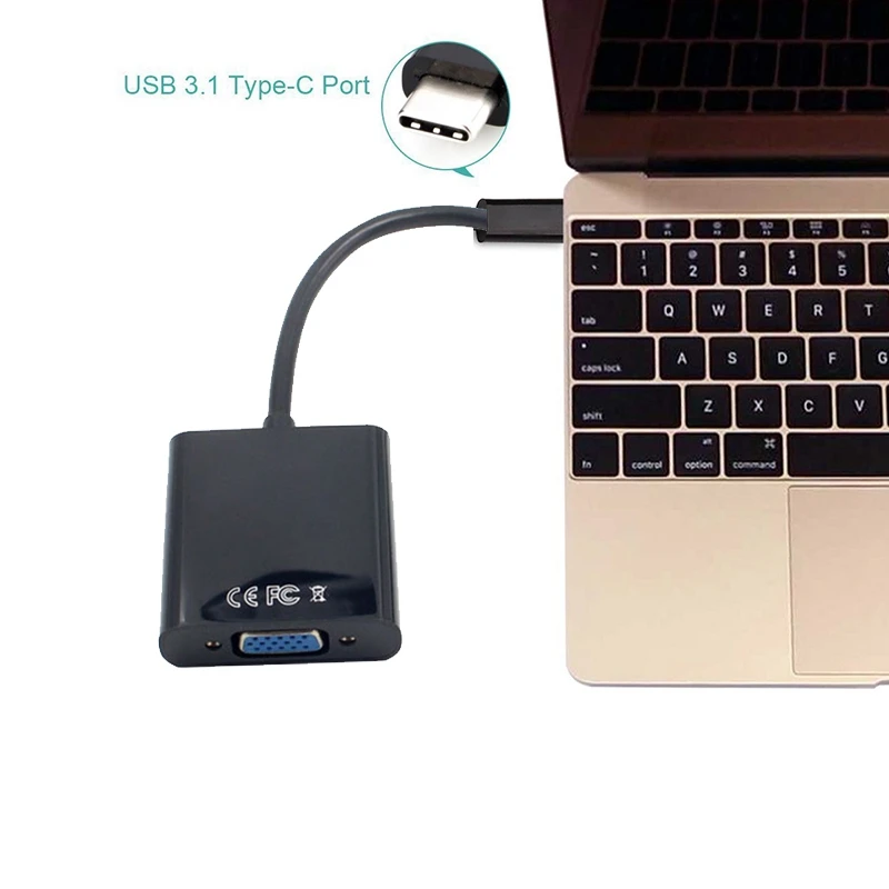 USB C USB3.1 Тип для кабеля адаптера VGA папа Женский конвертер видео передачи 1080P M a c b o k