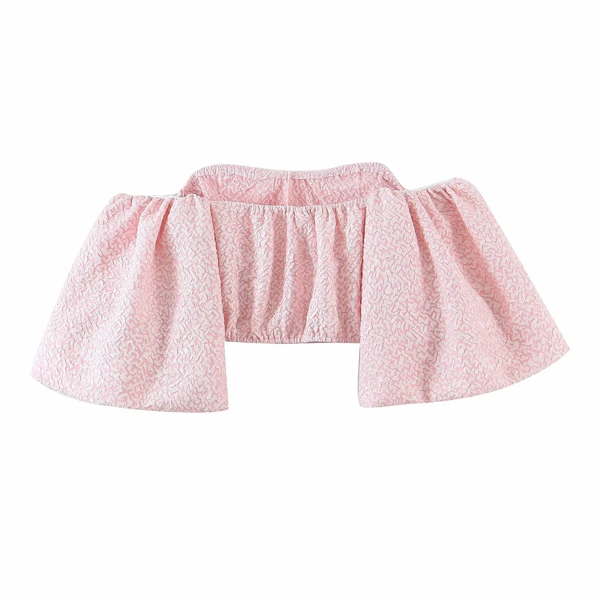 

2021 Women Puff Sleeve Retro Embroidery Romantic Short Blouse Shirt Off Shoulder Summer Chic Crop Tops For Holiday