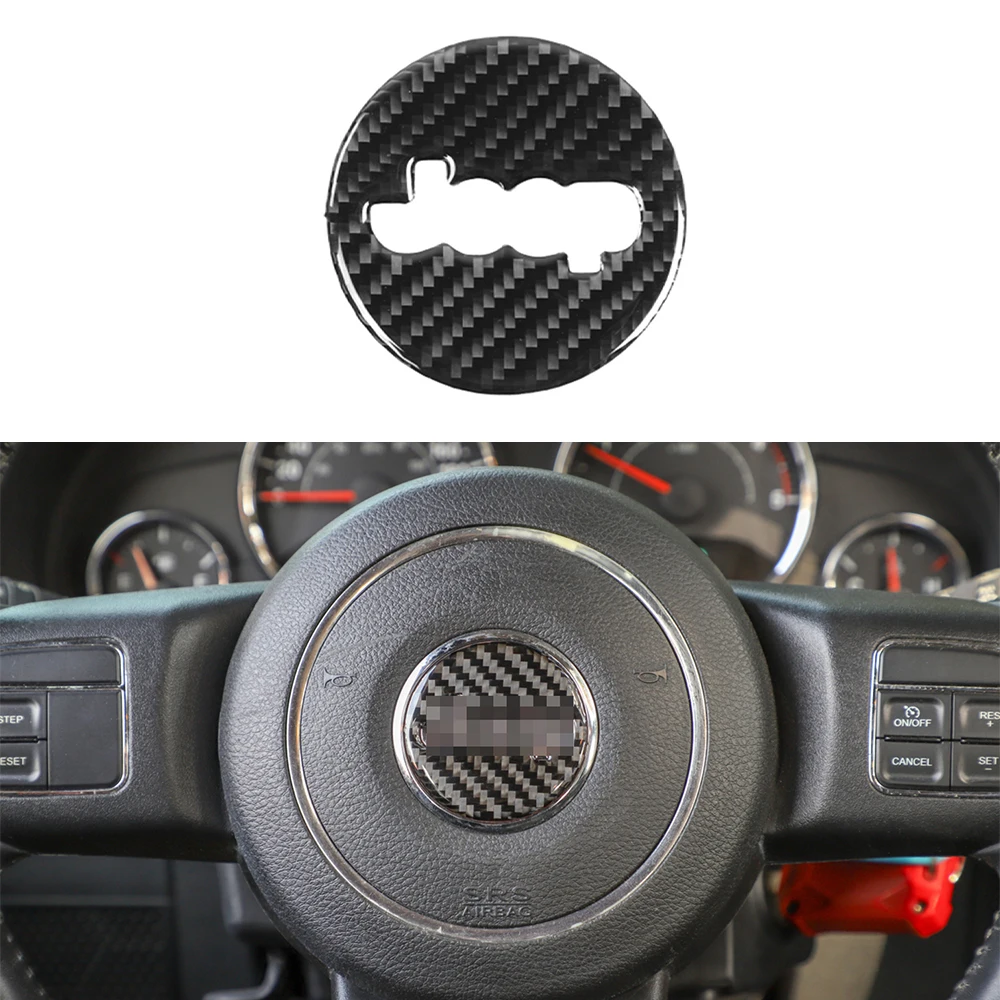 Cubierta decorativa para el centro del volante del coche, pegatina embellecedora de fibra de carbono para Jeep Renegade 2016, 2017, 2018, 2019, 2020, 2021