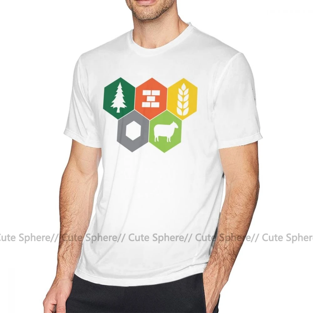 Catan, футболка, Settlers Of Catan Fan, футболка, забавная футболка с коротким рукавом, футболка для мужчин, с графическим рисунком, для пляжа, хлопка, большая футболка - Цвет: White