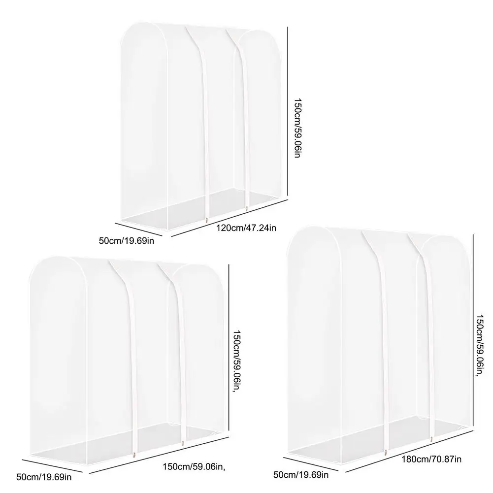

Clear Waterproof Dustproof Zip Clothes Rail Cover Clothing Rack Cover Protector Bag Hanging Garment Suit Coat Storage Display