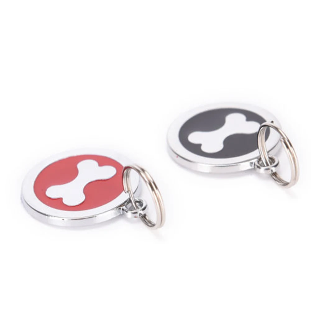 Круглый Кулон ошейник для собак с рисунком костей и идентификацией по имени