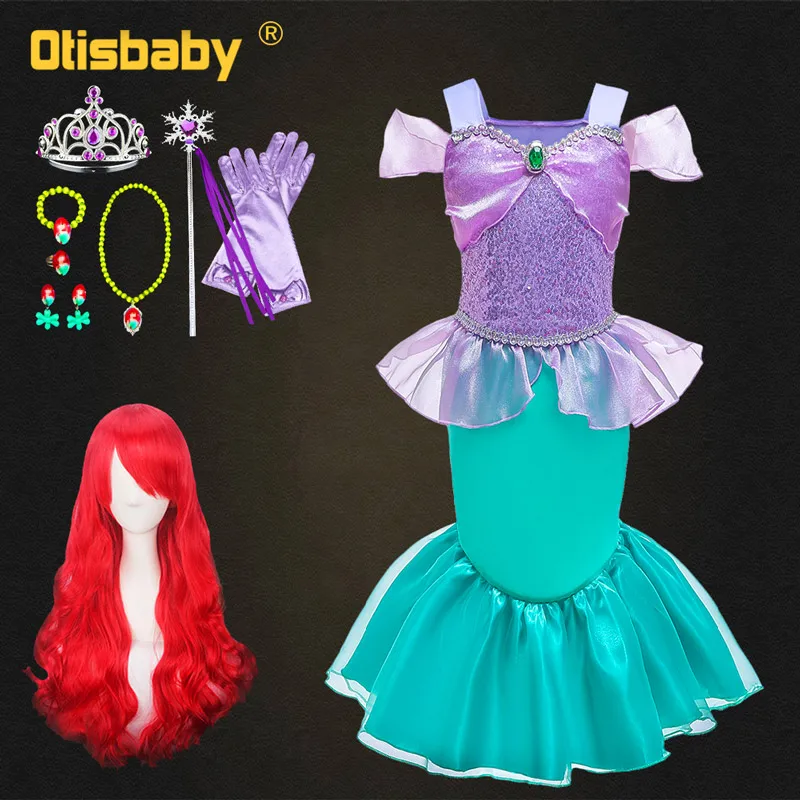 Новогодний костюм Русалочки для девочек рождественское платье принцессы Ариэль