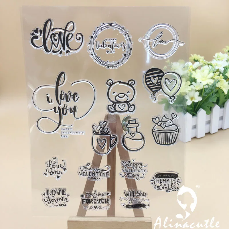 Прозрачные штампы I Love You DIY Скрапбукинг карты Альбом Бумага Ремесло резиновый