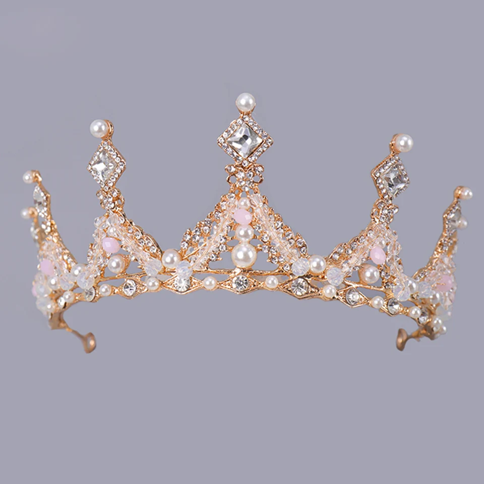 Хрустальная золотая корона для девочек свадебные аксессуары волос тиары заколки