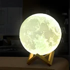 Перезаряжаемая сенсорная 3d-лампа в виде Луны, ночсветильник с 3D рисунком и переключателем 2 цветов для спальни, книжного шкафа