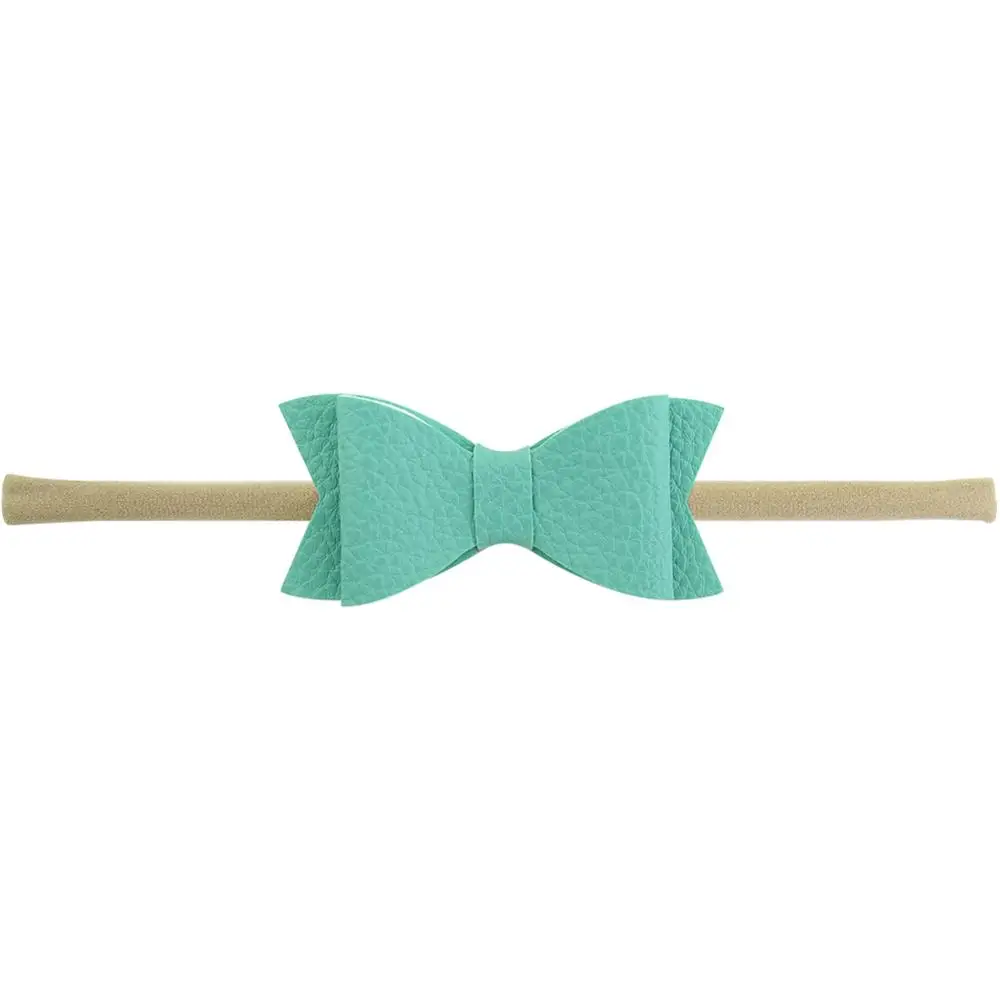 12 шт./лот 3 дюйма бутиковая кожа бант нейлоновая повязка на голову эластичные