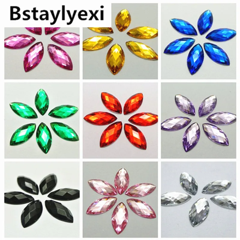 100 шт. разноцветные акриловые конский глаз с плоским основанием стразы без