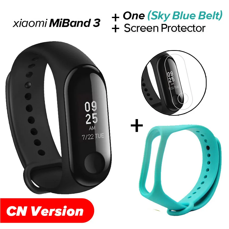 Xiao mi Band 3 mi band 3 фитнес-трекер пульсометр 0,78 ''OLED дисплей Bluetooth 4,2 для Android IOS - Цвет: CN Sky Blue N Film