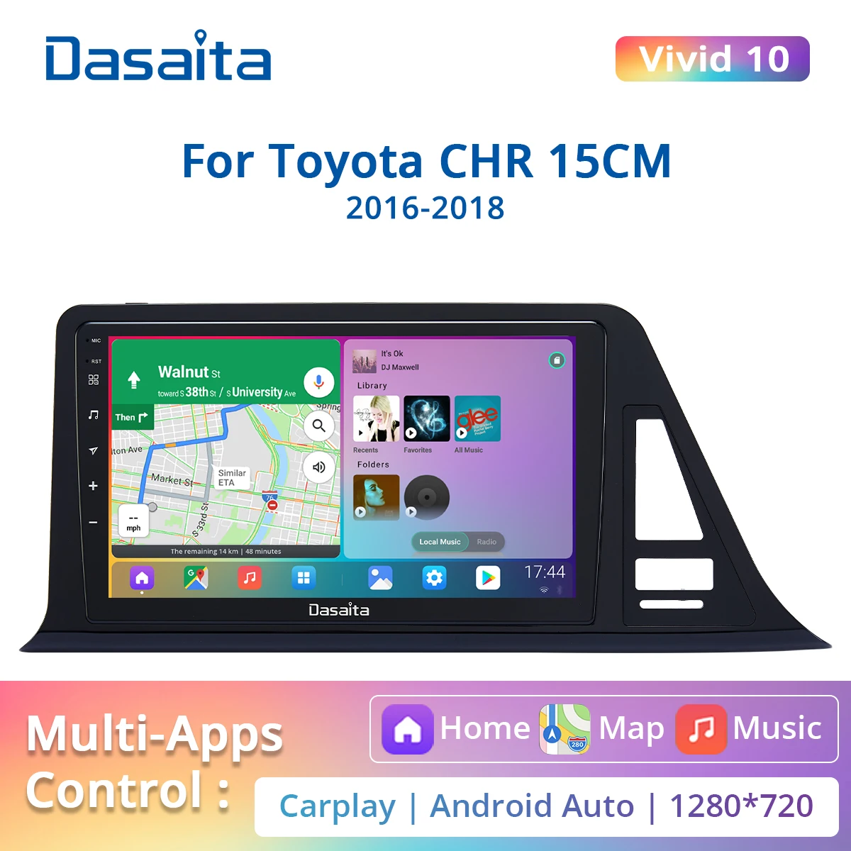 

Dasaita For Toyota CHR 15CM CHR Europe version (15CM height) Android 10 car radio 4G RAM 64G ROM IPS DSP BT5.0 Navigation