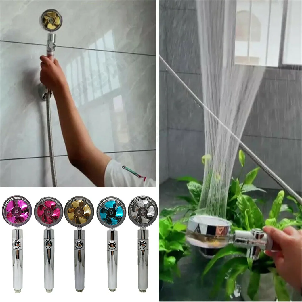 

1x Pressurized Shower Head ABS Plastic + 304 Shower Nozzle Water-saving Flow 360 Rotating High-pressure Nozzle With Small Fan