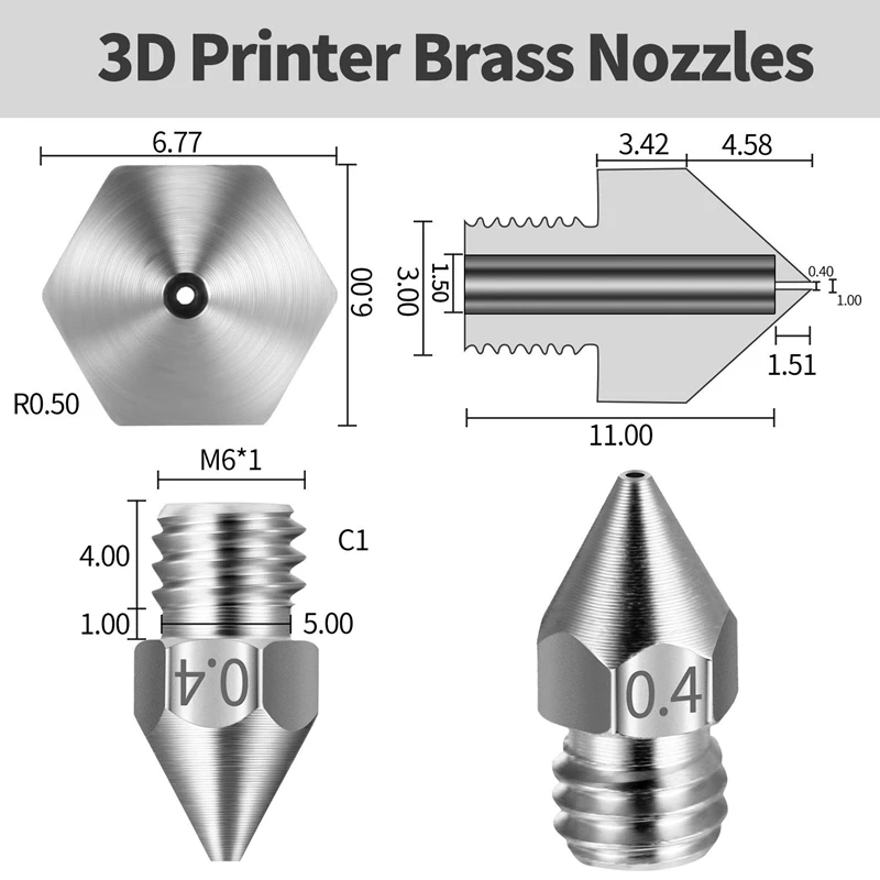 

30 Pieces 3D Printer Extruder Nozzles 0.4mm MK8 Ender 3D Printer Extruder Nozzle with 5 Needles