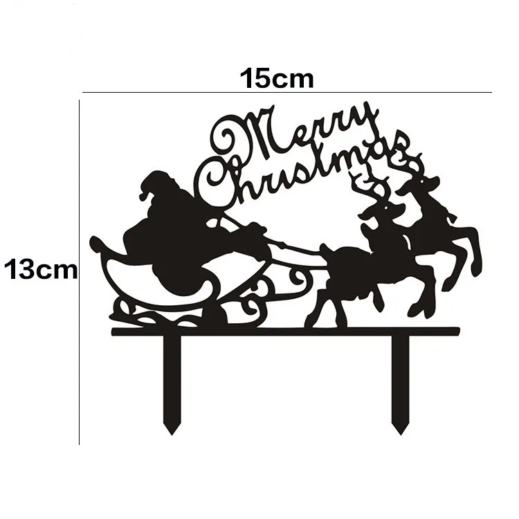 

Acrylic Cake Topper Happy Halloween Merry Christmas Cake Flags Black White For Xmas Party Cake Decor Supplies Baking DIY New