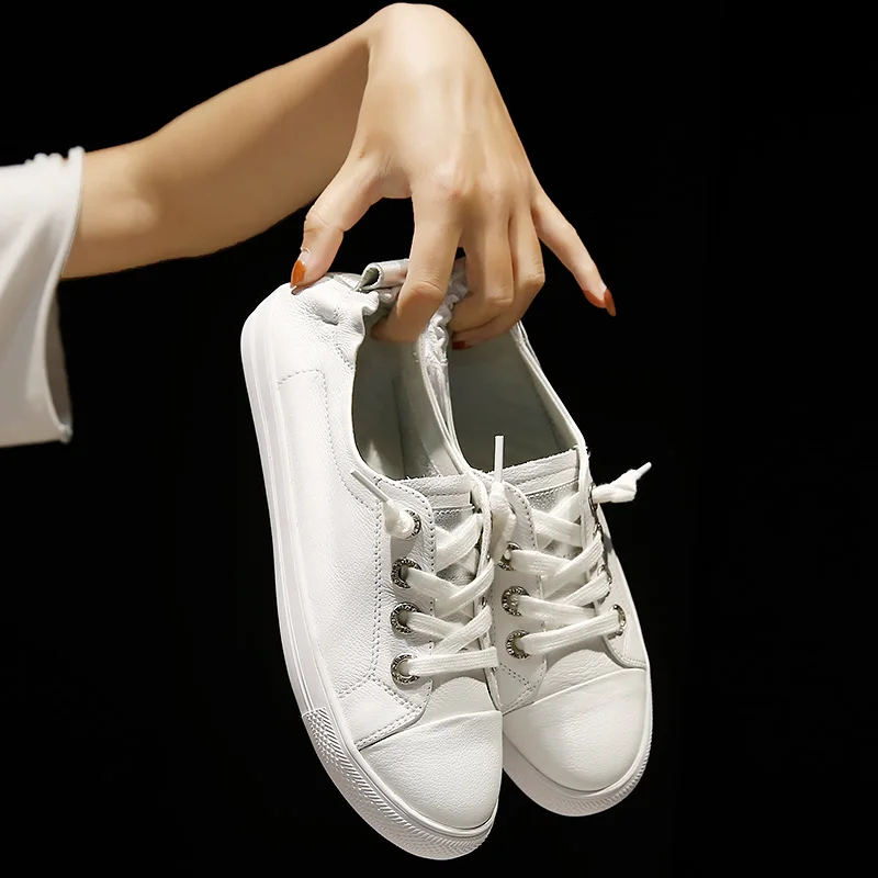 Woman Flats Genuine Leather Casual Shoes Sneakers Fashionable Comfy Female Shoes Trainers Flat White Shoes for Women Sneaker