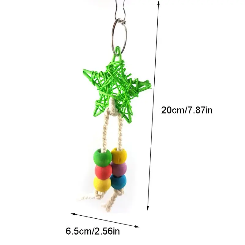 

Rattan Five-pointed Star Bird Swing Hanging Parrot Toys Chewing String Colorful D0AC