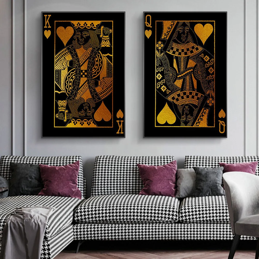 

Vintage Poker Playing Cards Canvas Painting Retro Posters and Prints Wall Art Bar Pub Casino Decoration Pictures for Home Decor