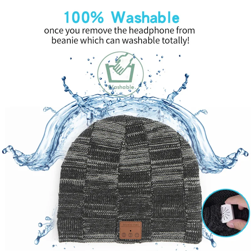 

Winter Wireless Head Mounted Bluetooth Knitted Music Hat Keep Warmer Skin Friendly Wear Portable Media Player For Christmas Gift