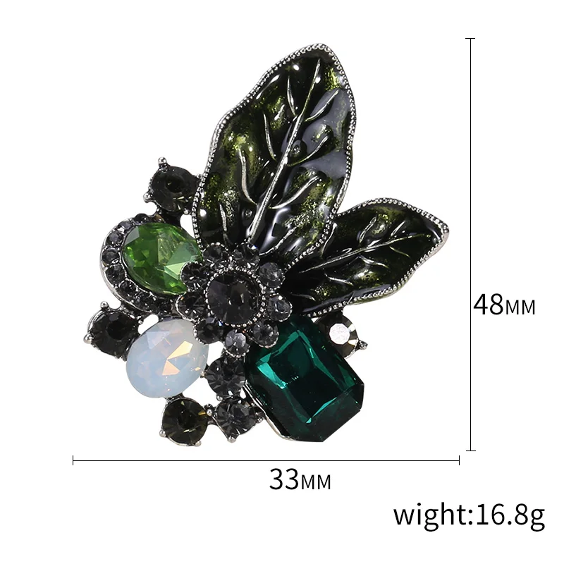 Брошь женская в форме листьев золотистая желтая зеленая блестящая ретро-стиле 2020