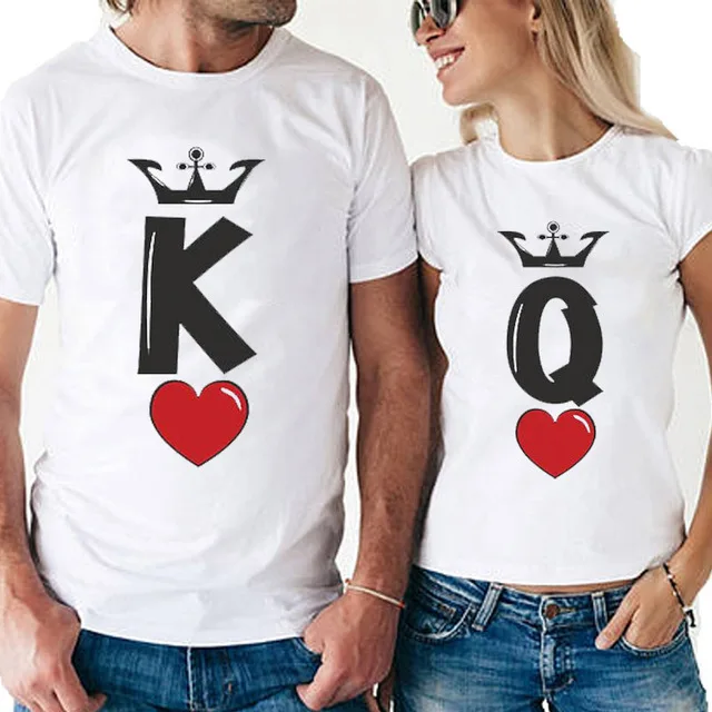 

King Queen Couples T Shirt Queen Crown Print Couple Tshirt Summer Fashion Woman T-shirt Casual O-Neck Tops Lovers Tee Shirt