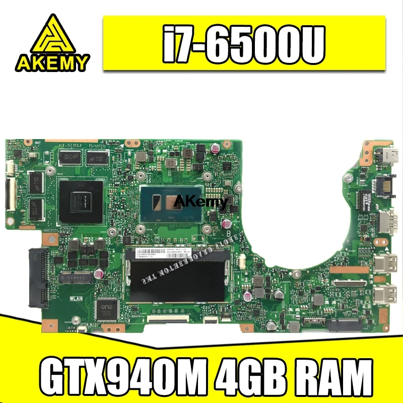 K501UX материнская плата для ноутбука ASUS K501UX K501UB K501U материнская плата K501UX материнская плата DDR3 4 Гб Оперативная память i7-6500U GTX940M
