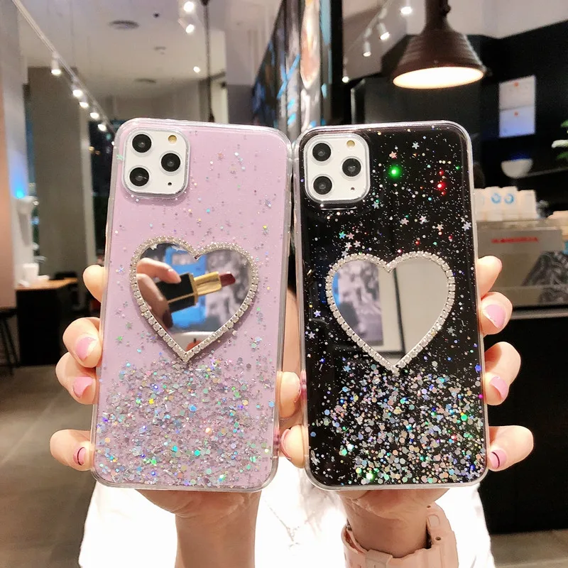 Чехол для iPhone 12 Pro Max роскошные зеркальные чехлы с кристаллами и блестками
