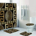 Роскошная 3d-занавеска для ванной комнаты в стиле барокко, черного и золотого цвета
