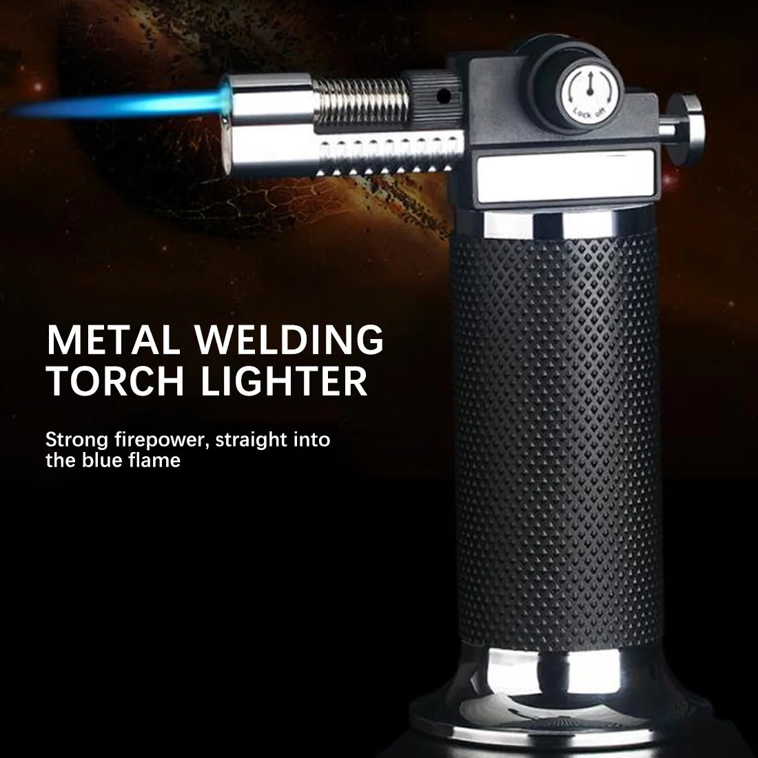 Газовая зажигалка мощфонарь турбинная бутановый двухсторонний